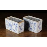 A Pair of Small & Delightful English Delft Flower Bricks, Circa 1760.