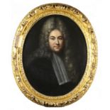 A 17th Century Oval Oil on Canvas; Head and Shoulders Portrait of a bewigged Gentleman,