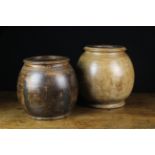 Two Large Antique Turned Treen Storage Jars.