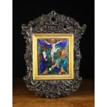 A 16th Century Limoges Plaque Circa 1530-40, depicting The Crucifixion with Mourners,