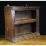 A 17th Century Boarded Oak Glass Case with chip carved decoration, 22 in (56 cm) high,