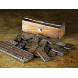 A Late 19th Century Leather Domino Set fitted in a rectangular tooled leather case with a punched