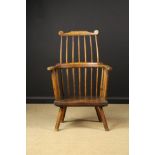 A Rare 18th Century Primitive Ash & Elm Comb-backed Windsor Armchair attributed to the South