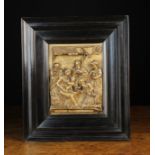 A Fine 17th Century Alabaster Relief carved with 'The Adoration of The Magi' and enriched with