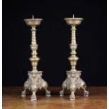 A Pair of 17th Century Flemish Baroque Pricket Candlesticks.