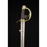 A French Cuirassier Heavy Cavalry Sword with leather clad grip,