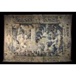 A Fabulous 17th Century Allegorical Tapestry with figures set in landscape attended by winged