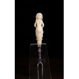 A Rare 17th Century Steel Two-pronged Fork on an Ivory Handle carved in the form of a naked lady