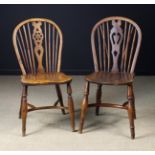 Two 19th Century Yew-wood Hoop-backed Windsor Side Chairs.