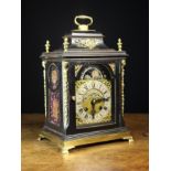A Small 18th Century Style Ebonised Chiming Bracket Clock.