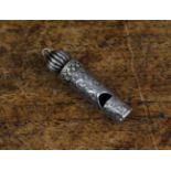 A Rare & Small 17th Century Silver Metal Hawking Whistle engraved with scrolling foliage and having