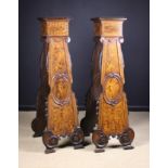 A Pair of 18th Century Italian Inlaid Walnut Sgabellone Portabusto.