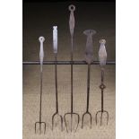 A Good Group of Five 18th Century Steel Toasting Forks ranging from 28½ ins (72 cm) to 20 ins (51