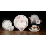 A Small Group of 19th Century English China: A wrythen fluted tea cup and saucer enamelled with