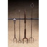 Four Various 19th Century Steel Toasting Forks raging in length from 15½ ins (39 cms) for one with