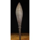 A Fijian Club chip carved with intricate geometric decoration., 51½ in (131 cm) in length.