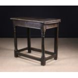 A Good 17th Century Joined Oak Box-topped Side Table of dark rich colour & patination.