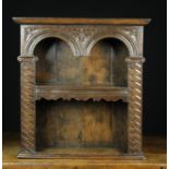 A 17th Century Style Carved Oak Glass/Mural Cabinet.