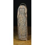 An 18th Century Treen Ginger Bread Mould carved with a lady in decorative dress outlined in a metal