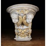 An Early 18th Century Carved, Painted and Gilded Corbel/Wall Bracket.