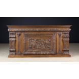 A 17th Century Carved Oak Coffer Front.