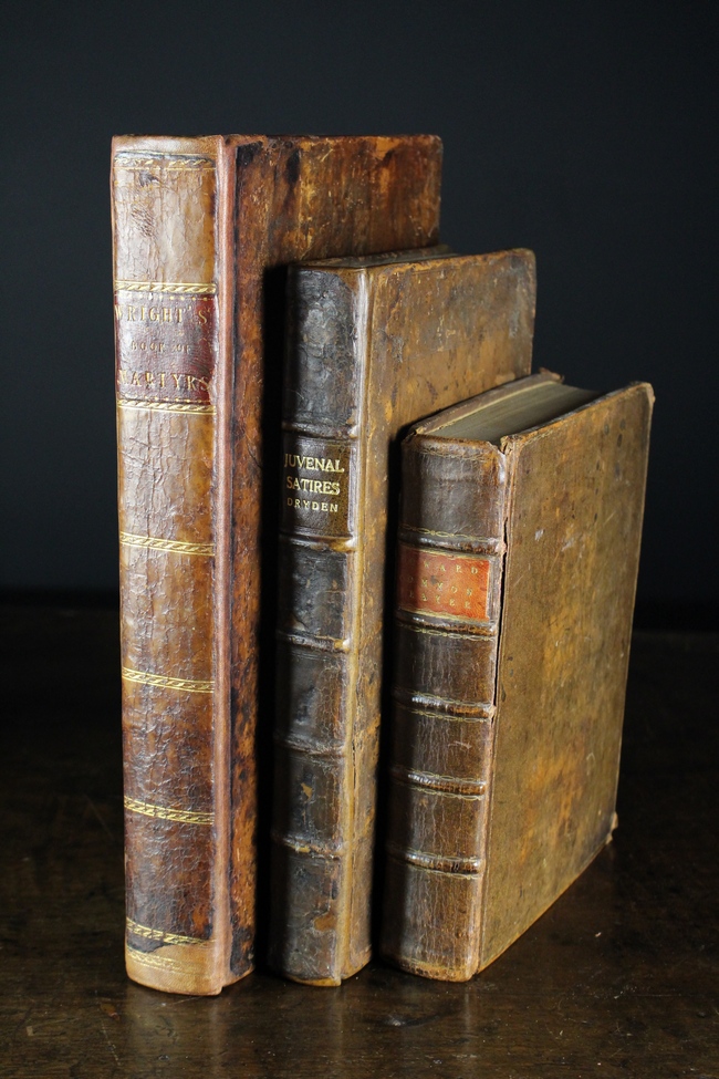 Three Leather Bound Books: 'The Satires of Decimus Junius Juvenalis' translated into English verse