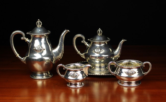A Silver Five Part Teaset, with marks for Copenhagen 1920.