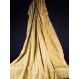A Pair of Lined, Yellow Striped Curtains Approx. 97 in (246 cm) drop, 50 in (127 cm) wide.