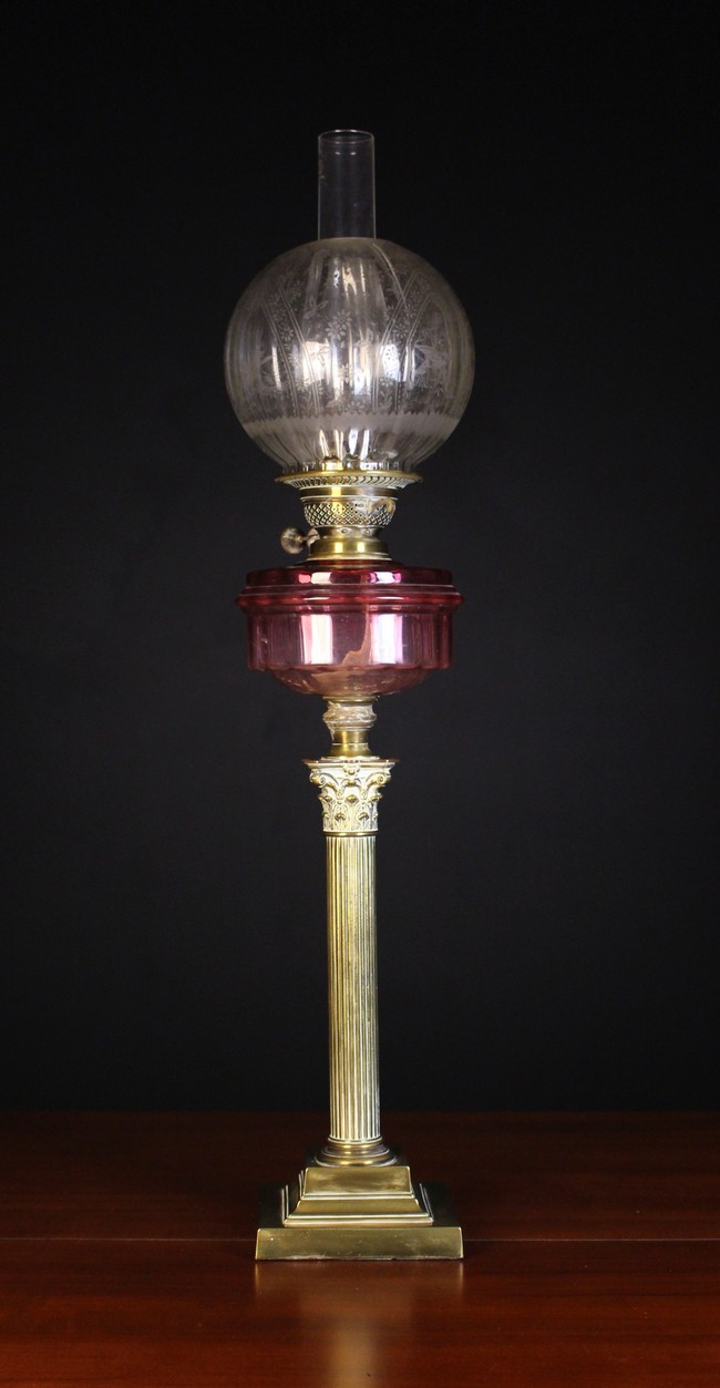 A Victorian Brass Oil Lamp.