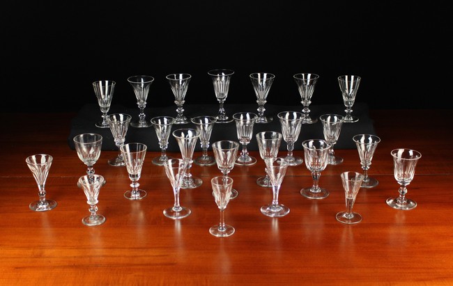 A Good Collection of Georgian & Victorian Fluted Wine Glasses.