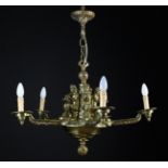 A Gilt Brass Five Branch Chandelier.