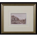 John Glover (1767-1849) Sepia Painting; Lake Scene, Haywood Park 1810, 4 in x 5½ in (10 cm x 14.