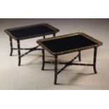 A Pair of Regency Style Black Lacquered Coffee Tables.