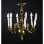 A Dutch Style Six Light Brass Chandelier.