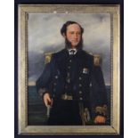 A 19th Century Framed Oil on Canvas: Three Quarter length Portrait of Captain Edward Panter-Downes;