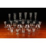 An Assortment of 19th Century & Later Glasses to include funnel bowled port glasses with knopped