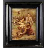 A Crystoleum after Elsley of Children in Wheelbarrow Steeplechase, 9½ in x 7½ in (24 cm x 19 cm),