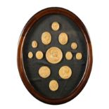 A 19th Century Oval Framed Group of relief moulded Wax Intaglios,