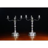 A Pair of Fine Silver Three Branch Candelabra by Edisson, Copenhagen 1907.