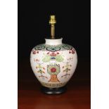 A Chinese Ovoid Vase decorated in polychrome enamels and mounted as a table lamp,