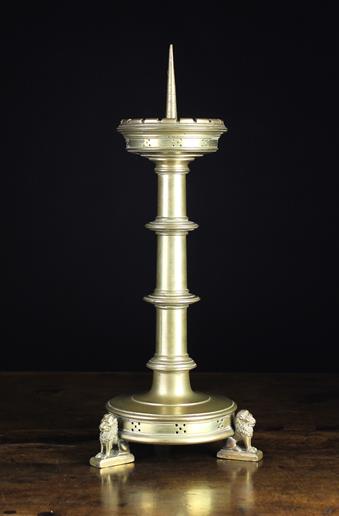A Neo-Gothic Bronze Pricket Candlestick.