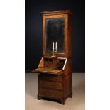 A Superb Queen Anne Burr Walnut Veneered & Feather-banded Bureau Bookcase of particularly slender