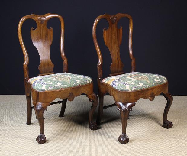 A Pair of Fine George I Irish Walnut Chairs.