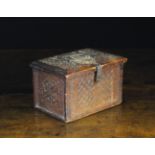 A Small 18th Century Chip Carved Pine Box of rectangular form decorated with intricate geometric