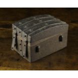 A 17th Century Wrought Iron Missal Box bound in studded iron straps with a two hasps to the front
