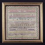 A Rare Early Irish Provincial Quaker Sampler by Hannah Moore, Waterford, 1813.