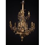 A Fine 19th Century Neo-Gothic Brass Nine Branch Chandelier.