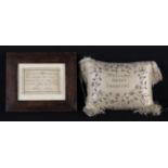 A Miniature Sampler by Kitty Sleet, decorated with a short biblical verse,