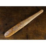 A Fine 18th Century Chip Carved Treen Knitting Sheath of good colour and patination,