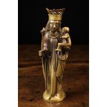 A 15th Century Cast Bronze Figure of Madonna & Child, 8 in (20 cm) in height.